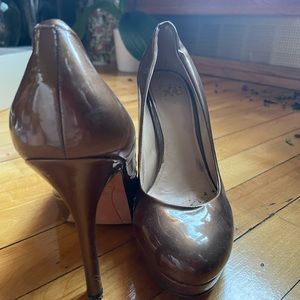Joan& David Genuine Patent Leather & Leather Sole Copper High Heeled pumps